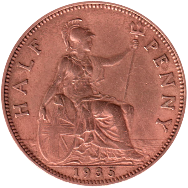 ½ penny, 1935 Reverse