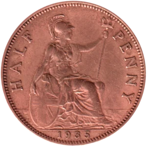 Preview ½ penny, 1935 reverse