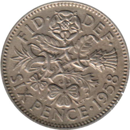 6 pence, 1958 Reverse
