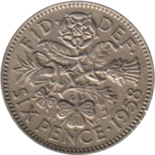 Preview 6 pence, 1958 reverse