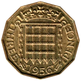 Preview 3 pence, 1956 reverse