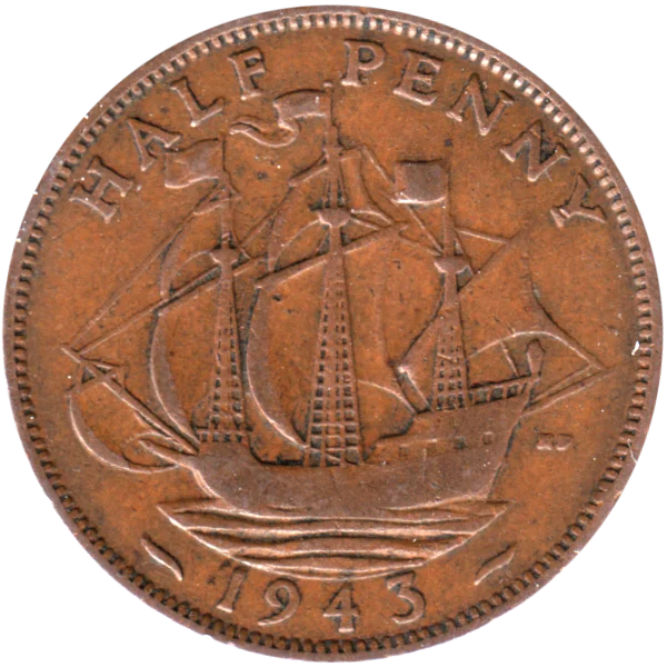 ½ penny, 1943 Reverse