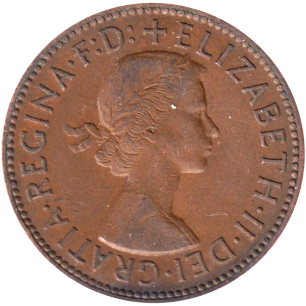 ½ penny, 1956 Obverse