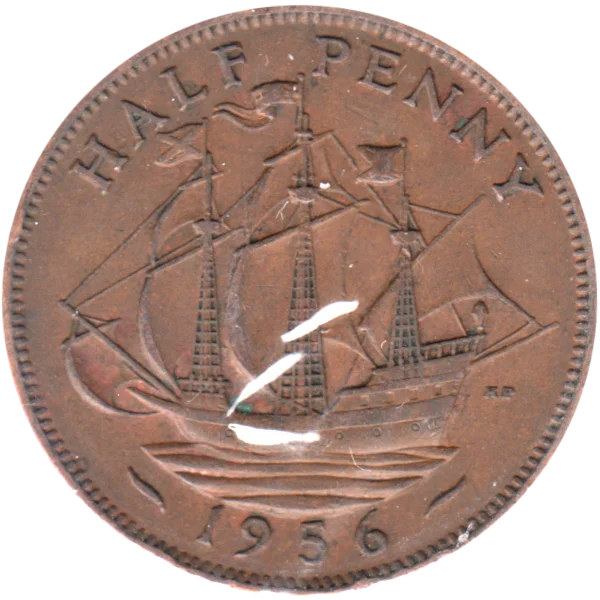 ½ penny, 1956 Reverse