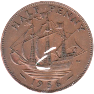 Preview ½ penny, 1956 reverse
