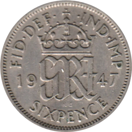 6 pence, 1947 Reverse