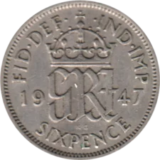 Preview 6 pence, 1947 reverse