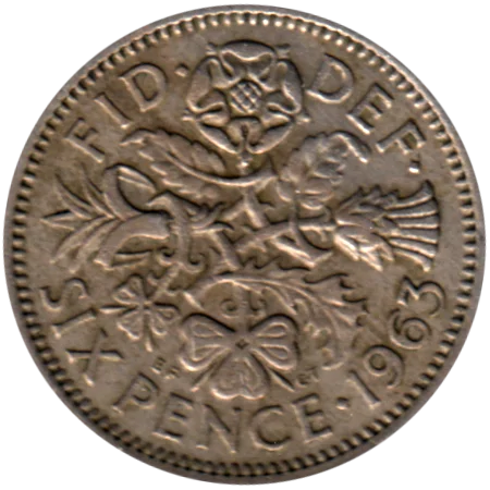 6 pence, 1963 Reverse