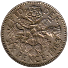 Preview 6 pence, 1963 reverse