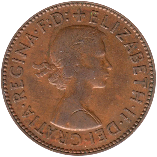 ½ penny, 1957 Obverse