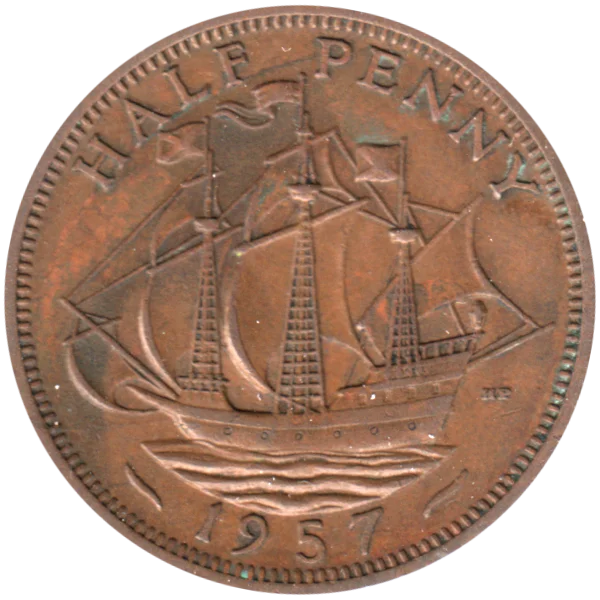 ½ penny, 1957 Reverse