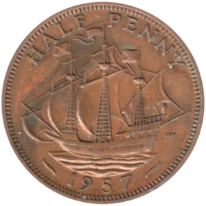 Preview ½ penny, 1957 reverse