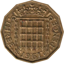 Preview 3 pence, 1961 reverse