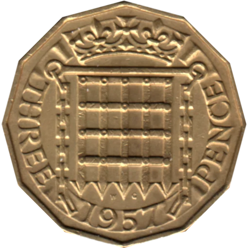 3 pence, 1957 Reverse