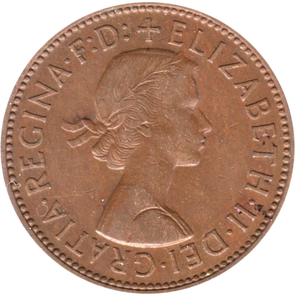 ½ penny, 1958 Obverse