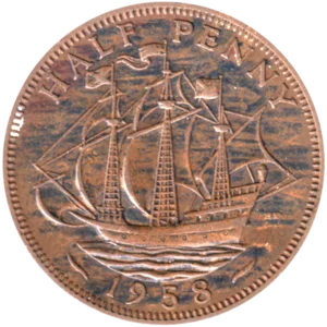 Preview ½ penny, 1958 reverse