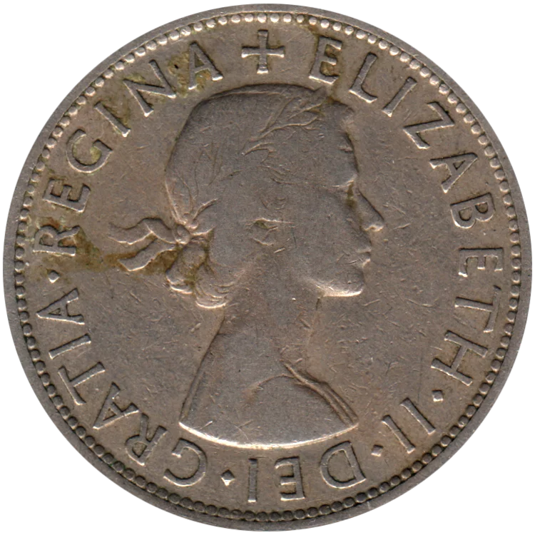 ½ crown, 1956 Obverse