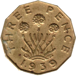 Preview 3 pence, 1939 reverse
