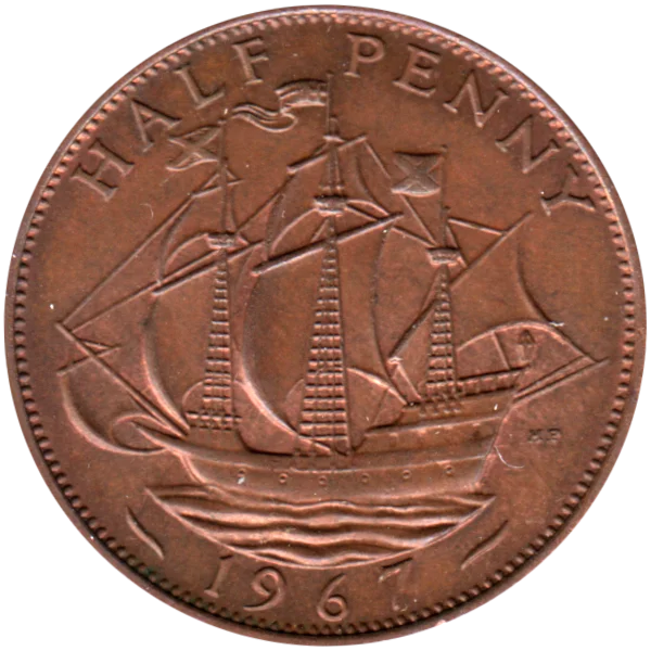 ½ penny, 1967 Reverse