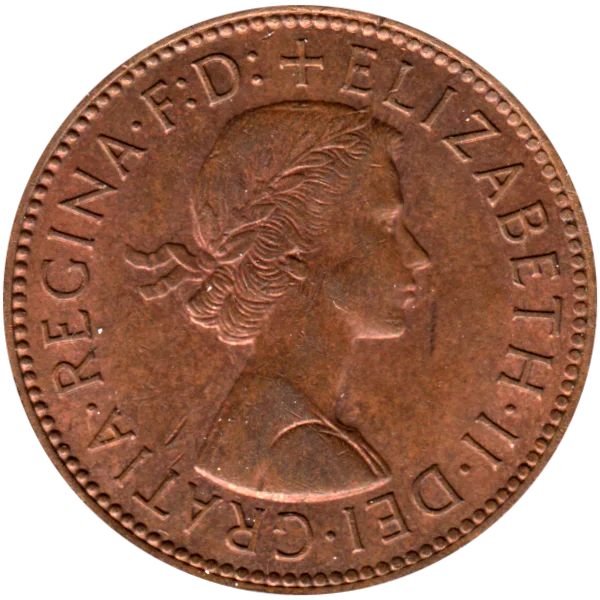 ½ penny, 1966 Obverse