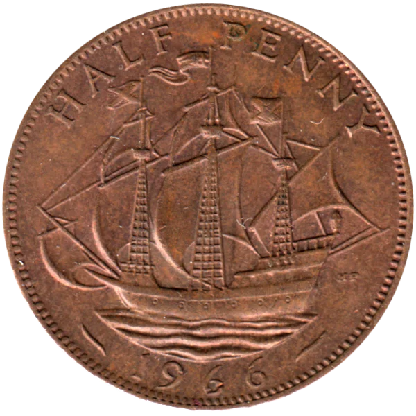 ½ penny, 1966 Reverse