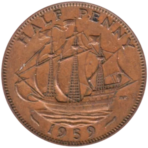 Preview ½ penny, 1959 reverse
