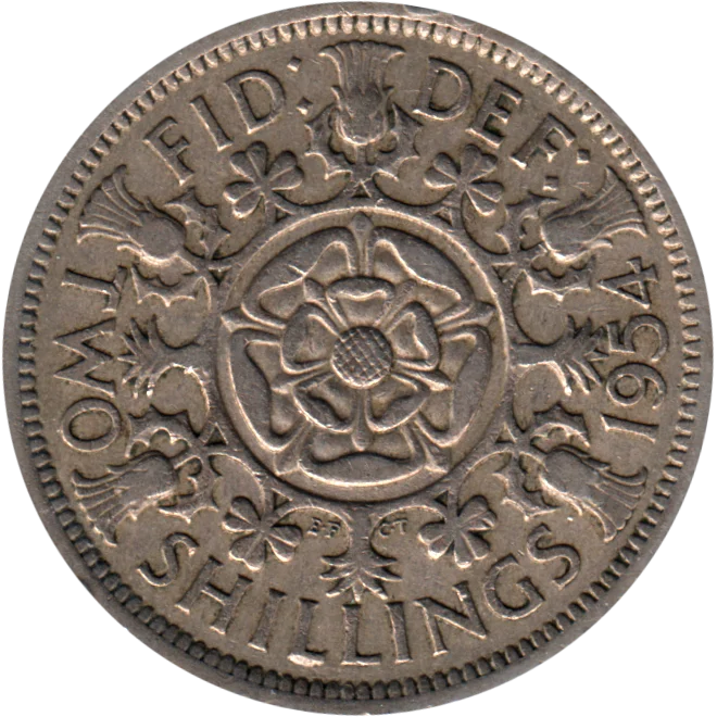 2 shillings, 1954 Reverse
