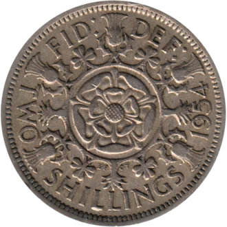 Preview 2 shillings, 1954 reverse