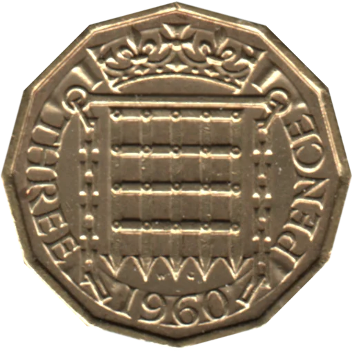 3 pence, 1960 Reverse