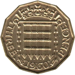 Preview 3 pence, 1960 reverse