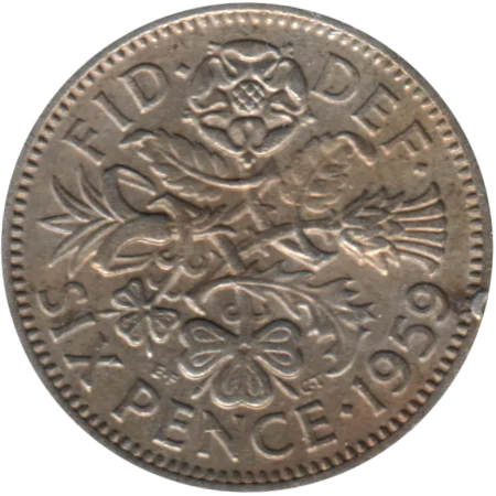 6 pence, 1959 Reverse