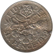 Preview 6 pence, 1959 reverse