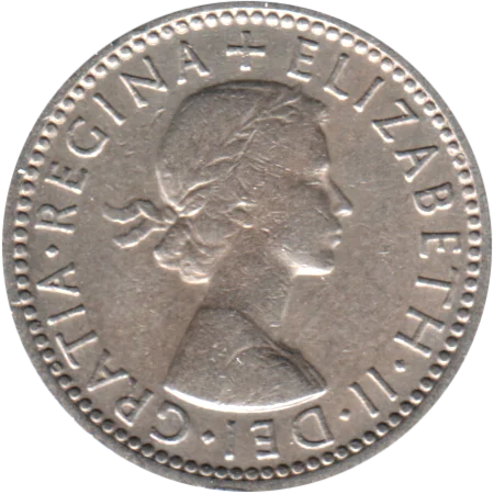 6 pence, 1957 Obverse