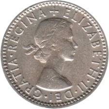 Preview 6 pence, 1957 obverse