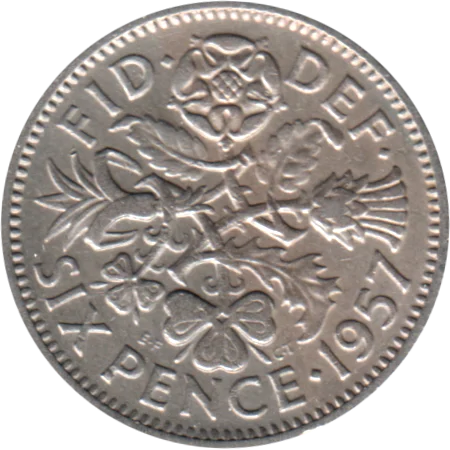 6 pence, 1957 Reverse