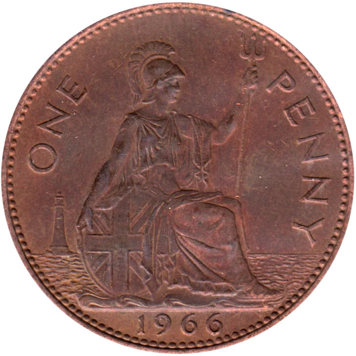 1 penny, 1966 Reverse