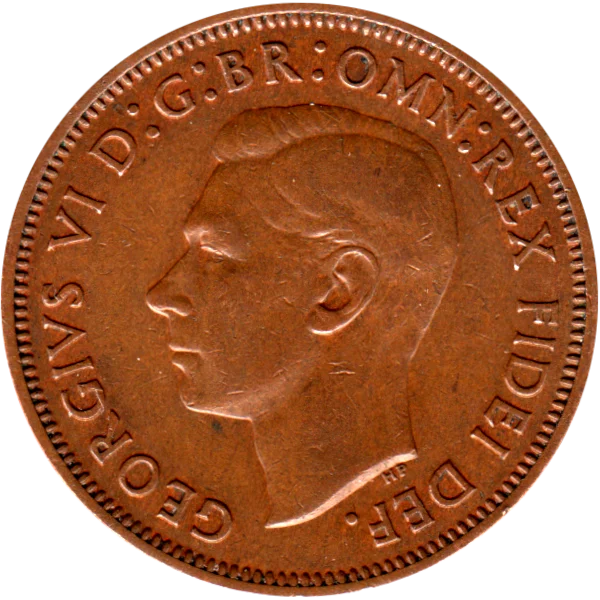 ½ penny, 1950 Obverse