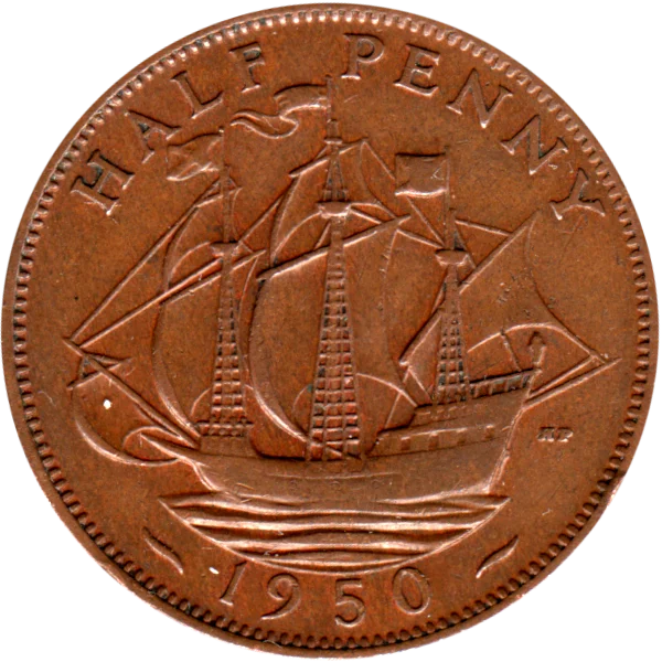 ½ penny, 1950 Reverse