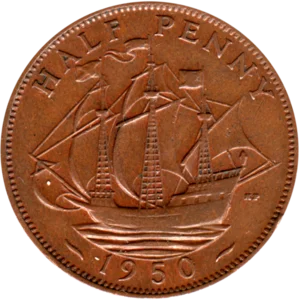 Preview ½ penny, 1950 reverse