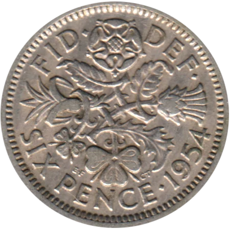 6 pence, 1954 Reverse