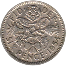 Preview 6 pence, 1954 reverse