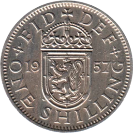 Preview 1 shilling, 1957 reverse