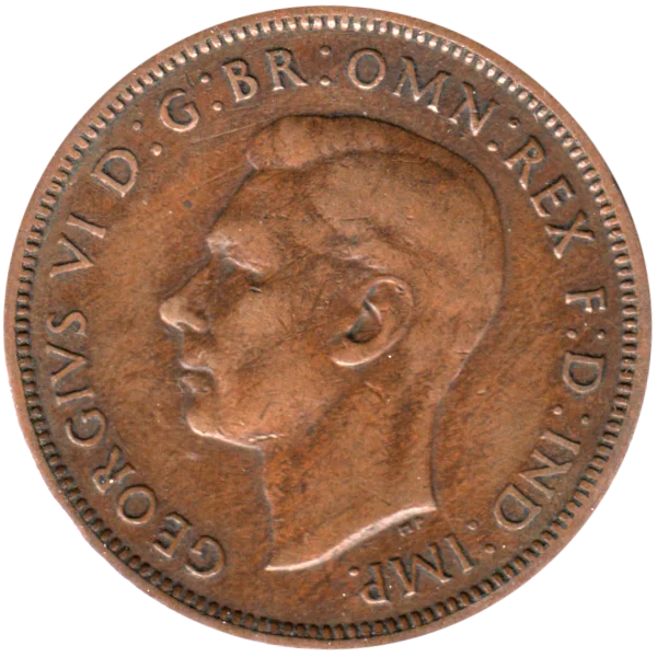 ½ penny, 1939 Obverse