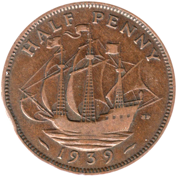 ½ penny, 1939 Reverse