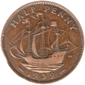 Preview ½ penny, 1939 reverse