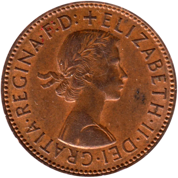 ½ penny, 1965 Obverse