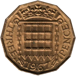 Preview 3 pence, 1967 reverse