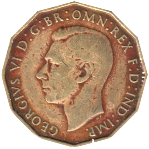 3 pence, 1945 Obverse