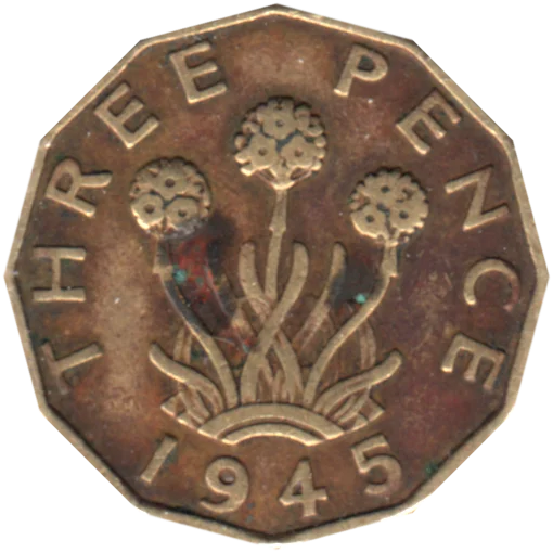 3 pence, 1945 Reverse