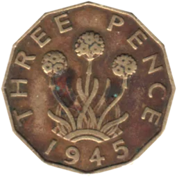 Preview 3 pence, 1945 reverse
